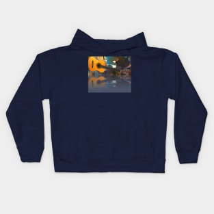 Acoustic Guitar Reflection Artwork Kids Hoodie